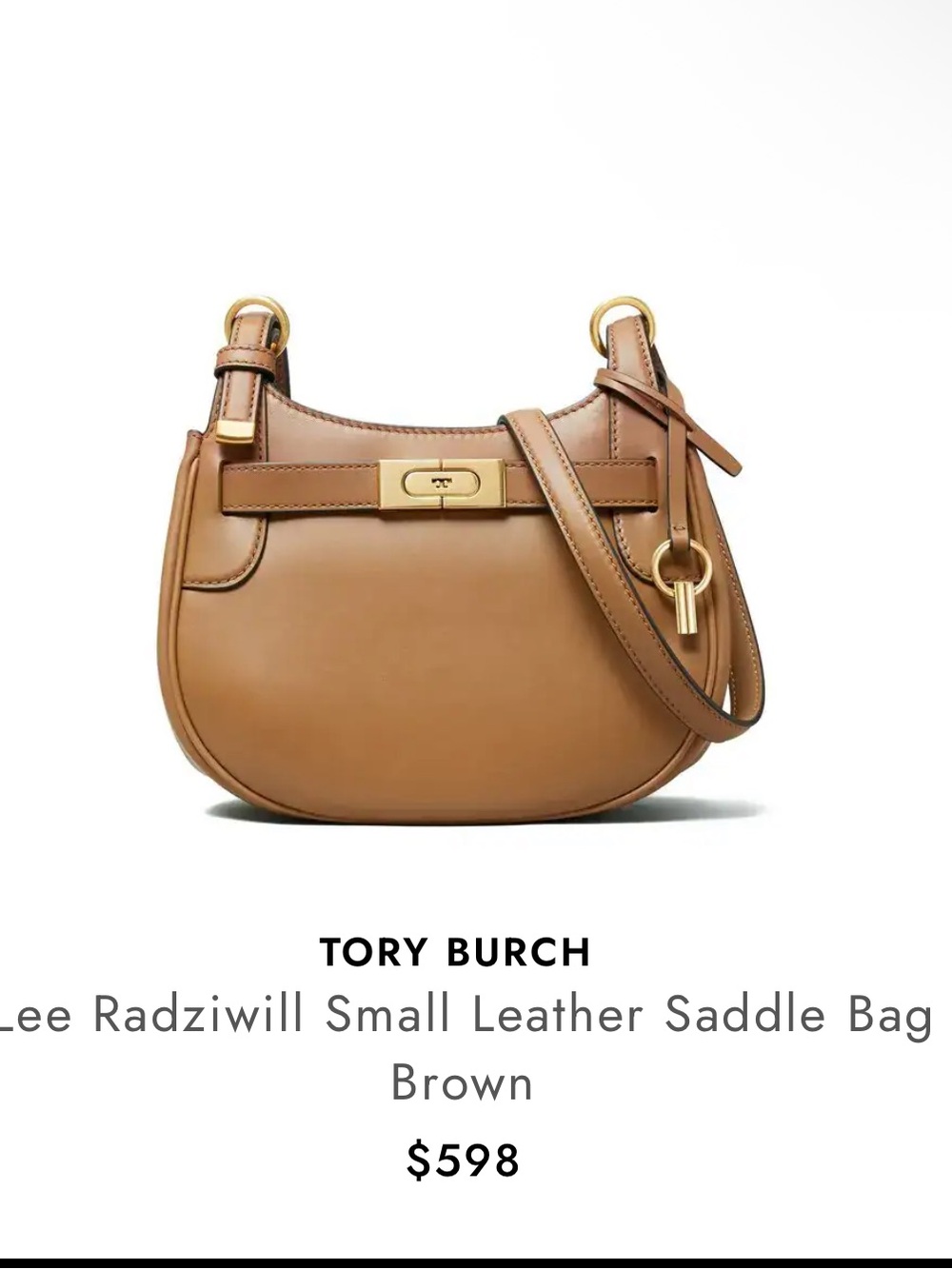 Tory Burch Lee Radziwill Saddle Bag Women OS Brown Excellent Leather Crossbody